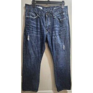 Express Jeans Rocco 32x30 Slim Fit Low Rise Boot Cut Distressed Medium Wash